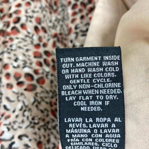 Zac & Rachel Women's V-Neck Button Down Blouse Size L Cream Brown 3/4 Sleeves - Picture 9 of 9